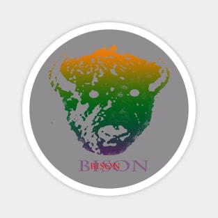 The bison head is Violet, Green, Orange Magnet
